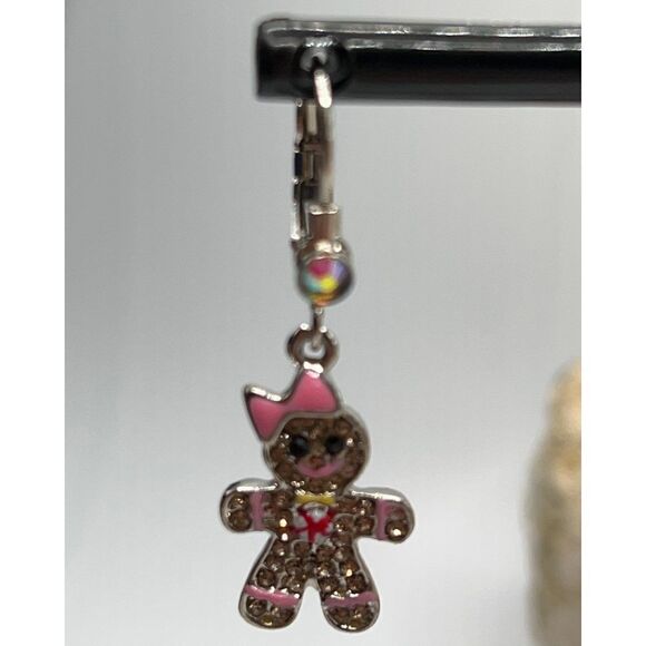 Kirks Folly Gingerbread Jingle Girls Lever Back Earrings Silver - Picture 2 of 6